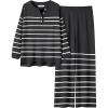 imageANRABESS Women 2 Piece Outfits Oversized Loose Waffle Knit Sweater Set 2025 Fall Trendy Matching Lounge Sets Cozy ClothesStripes Black