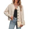 imageANRABESS Women Knit Cardigans Sweater Open Front Button Down Long Sleeve Cropped Lady Jacket Outwear 2025 Fall OutfitsBegie