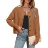 imageANRABESS Women Knit Cardigans Sweater Open Front Button Down Long Sleeve Cropped Lady Jacket Outwear 2025 Fall OutfitsBrown