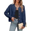 imageANRABESS Women Knit Cardigans Sweater Open Front Button Down Long Sleeve Cropped Lady Jacket Outwear 2025 Fall OutfitsDeep Blue