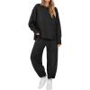 imageANRABESS Womens 2 Piece Outfits Sweatsuits Oversized Sweatshirts Barrel Pants Matching Lounge Sets 2025 Fall Travel ClothesBlack
