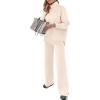 imageANRABESS Womens 2 Piece Outfits Turtleneck Matching Lounge Set Sweater Top Wide Leg Pants Fall Cozy Knit Sweatsuit LoungewearAprticot