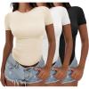 imageANRABESS Womens 3 Pack Short Sleeve Shirts 2025 Crop Tops Tight Fitted Basic Tees Workout T Shirts Y2k Clothes Summer OutfitBlackwhiteapricot