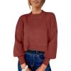 imageANRABESS Womens Cropped Sweaters Oversized Crewneck Long Batwing Sleeve Side Slit Ribbed Knit Pullover Tops 2025 Fall ClothesRust
