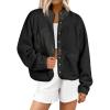 imageANRABESS Womens Fuzzy Fleece Jacket Fall Casual Long Sleeve Cropped Sherpa Button Down Shacket Coats Outwear With PocketsBlack