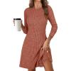 imageANRABESS Womens Long Sleeve Ribbed Knit Sweater Dresses 2025 Fall Winter Casual Lounge Short Tunic Dress with Pockets ButtonsBurnt Orange