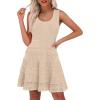 imageANRABESS Womens Sundress Beach Vacation Mini Tank Dresses Summer Casual Crochet Knit Scoop Neck Sleeveless DressBeige