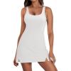 imageANRABESS Womens Tennis Dresses Built in Shorts and Bra Summer Sleeveless Athletic Workout Golf Mini Active Romper DressWhite