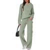 imageANRABESS Womens Two Piece Outfits Casual Knit Hooded Sweater Straight Leg Pants Set 2025 Fall Lounge Travel ClothesLight Green