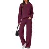imageANRABESS Womens Two Piece Outfits Casual Knit Hooded Sweater Straight Leg Pants Set 2025 Fall Lounge Travel ClothesWine Red