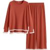 imageANRABESS Womens Two Piece Outfits Knit Pullover Sweater Tops ampamp Wide leg Pants Lounge Matching Sweatsuit Tracksuits SetsRust