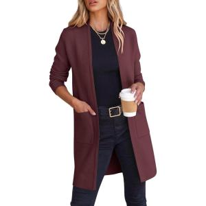 imageANRABESS Cardigan Sweater for Women Casual 2025 Fall Fashion Coat Long Sleeve Open Front Knit Coatigan OutwearBurgundy