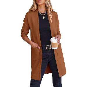 imageANRABESS Cardigan Sweater for Women Casual 2025 Fall Fashion Coat Long Sleeve Open Front Knit Coatigan OutwearCaramel