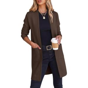 imageANRABESS Cardigan Sweater for Women Casual 2025 Fall Fashion Coat Long Sleeve Open Front Knit Coatigan OutwearCoffee