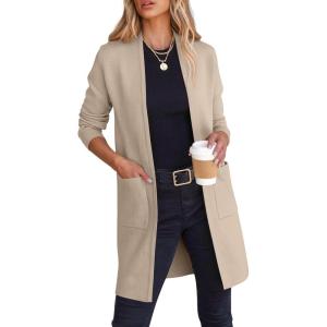 imageANRABESS Cardigan Sweater for Women Casual 2025 Fall Fashion Coat Long Sleeve Open Front Knit Coatigan OutwearLight Khaki