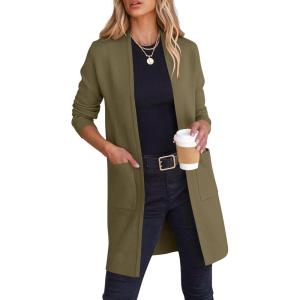 imageANRABESS Cardigan Sweater for Women Casual 2025 Fall Fashion Coat Long Sleeve Open Front Knit Coatigan OutwearOlive