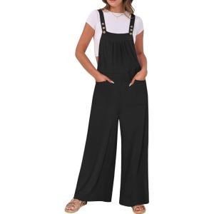 imageANRABESS Women Jumpsuits Overalls Wide Leg Casual Baggy Romper Boho Loose Bib Jumpers Sleeveless Straps 2025 Summer OutfitsBlack