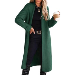 imageANRABESS Women Knit Long Cardigan Long Sleeve Open Front Lapel Oversized Sweater Coat 2025 Fall Duster Outerwear ClothesForest