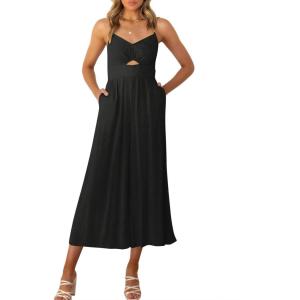 imageANRABESS Womens Jumpsuit Summer Beach Vacation Romper 2025 V Neck Sleevelsee Spaghetti Strap Cutout Linen Wide Leg ClothesBlack