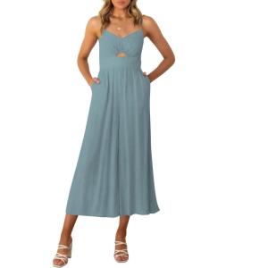 imageANRABESS Womens Jumpsuit Summer Beach Vacation Romper 2025 V Neck Sleevelsee Spaghetti Strap Cutout Linen Wide Leg ClothesBlue