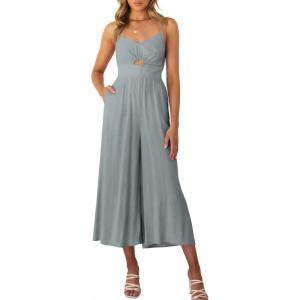 imageANRABESS Womens Jumpsuit Summer Beach Vacation Romper 2025 V Neck Sleevelsee Spaghetti Strap Cutout Linen Wide Leg ClothesGrey