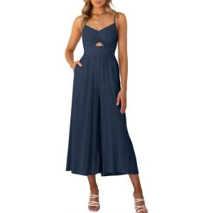 imageANRABESS Womens Jumpsuit Summer Beach Vacation Romper 2025 V Neck Sleevelsee Spaghetti Strap Cutout Linen Wide Leg ClothesNavy Blue