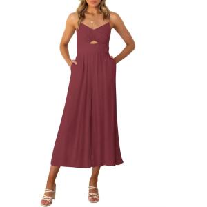 imageANRABESS Womens Jumpsuit Summer Beach Vacation Romper 2025 V Neck Sleevelsee Spaghetti Strap Cutout Linen Wide Leg ClothesRose