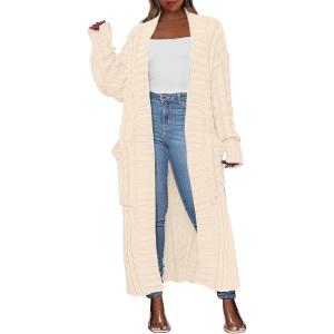 imageANRABESS Womens Long Cardigan Sweater 2025 Oversized Coat Long Sleeve Open Front Knit Maxi Outwear Fall Trendy Jacket ClothesBeige