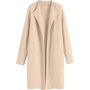 imageANRABESS Womens Long Cardigans Sweater 2025 Fall Dressy Casual Lapel Knit Warm Trench Coatigan Oversized Blazer Jacket CoatApricot