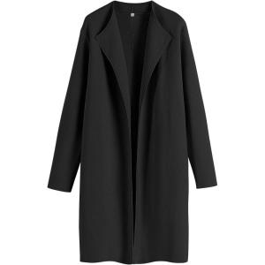 imageANRABESS Womens Long Cardigans Sweater 2025 Fall Dressy Casual Lapel Knit Warm Trench Coatigan Oversized Blazer Jacket CoatBlack
