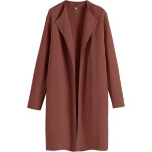imageANRABESS Womens Long Cardigans Sweater 2025 Fall Dressy Casual Lapel Knit Warm Trench Coatigan Oversized Blazer Jacket CoatCoffee