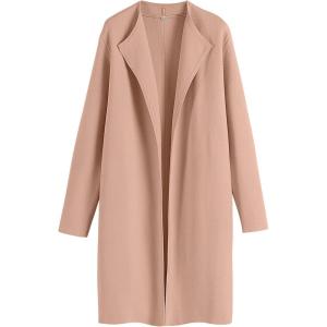 imageANRABESS Womens Long Cardigans Sweater 2025 Fall Dressy Casual Lapel Knit Warm Trench Coatigan Oversized Blazer Jacket CoatDeep Apricot