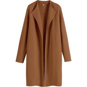 imageANRABESS Womens Long Cardigans Sweater 2025 Fall Dressy Casual Lapel Knit Warm Trench Coatigan Oversized Blazer Jacket CoatDeep Caramel
