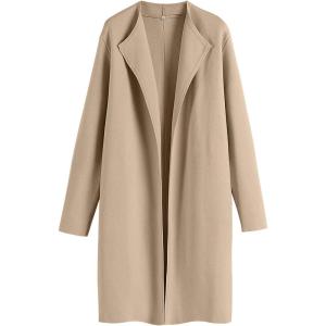 imageANRABESS Womens Long Cardigans Sweater 2025 Fall Dressy Casual Lapel Knit Warm Trench Coatigan Oversized Blazer Jacket CoatKhaki