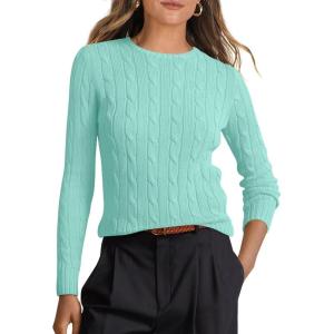 imageANRABESS Womens Long Sleeve Cable Knit Sweater Jumper Crewneck Pullover Soft Dressy Casual Tops Cute 2025 Fall Trendy OutfitsLake