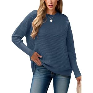 imageANRABESS Womens Oversized Batwing Long Sleeve Ribbed Knit Sweaters 2025 Fall OutfitsDusty Blue