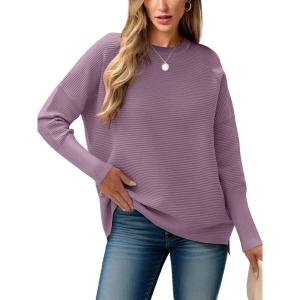 imageANRABESS Womens Oversized Batwing Long Sleeve Ribbed Knit Sweaters 2025 Fall OutfitsLight Purple