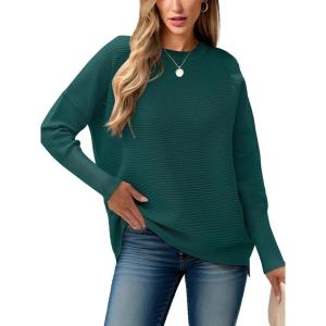 imageANRABESS Womens Oversized Batwing Long Sleeve Ribbed Knit Sweaters 2025 Fall OutfitsOpal Green
