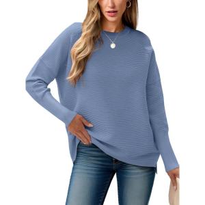 imageANRABESS Womens Oversized Batwing Long Sleeve Ribbed Knit Sweaters 2025 Fall OutfitsSmoky Blue