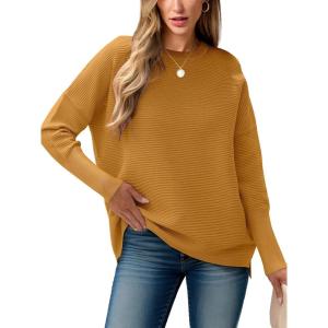 imageANRABESS Womens Oversized Batwing Long Sleeve Ribbed Knit Sweaters 2025 Fall OutfitsYellow