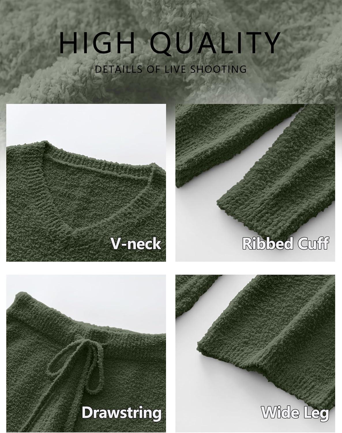 imageANRABESS Lounge Sets for Women Fuzzy Fleece Pajama Sets 2 Piece Outfits Cozy Sweater Matching Set 2025 Fall Winter LoungewearLawn Green