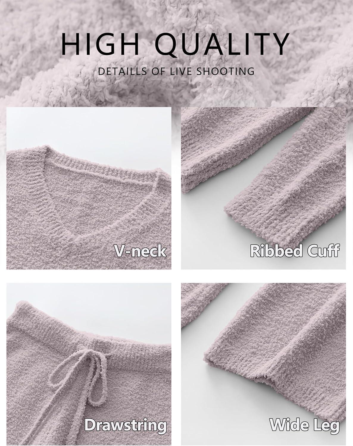 imageANRABESS Lounge Sets for Women Fuzzy Fleece Pajama Sets 2 Piece Outfits Cozy Sweater Matching Set 2025 Fall Winter LoungewearSilver Grey