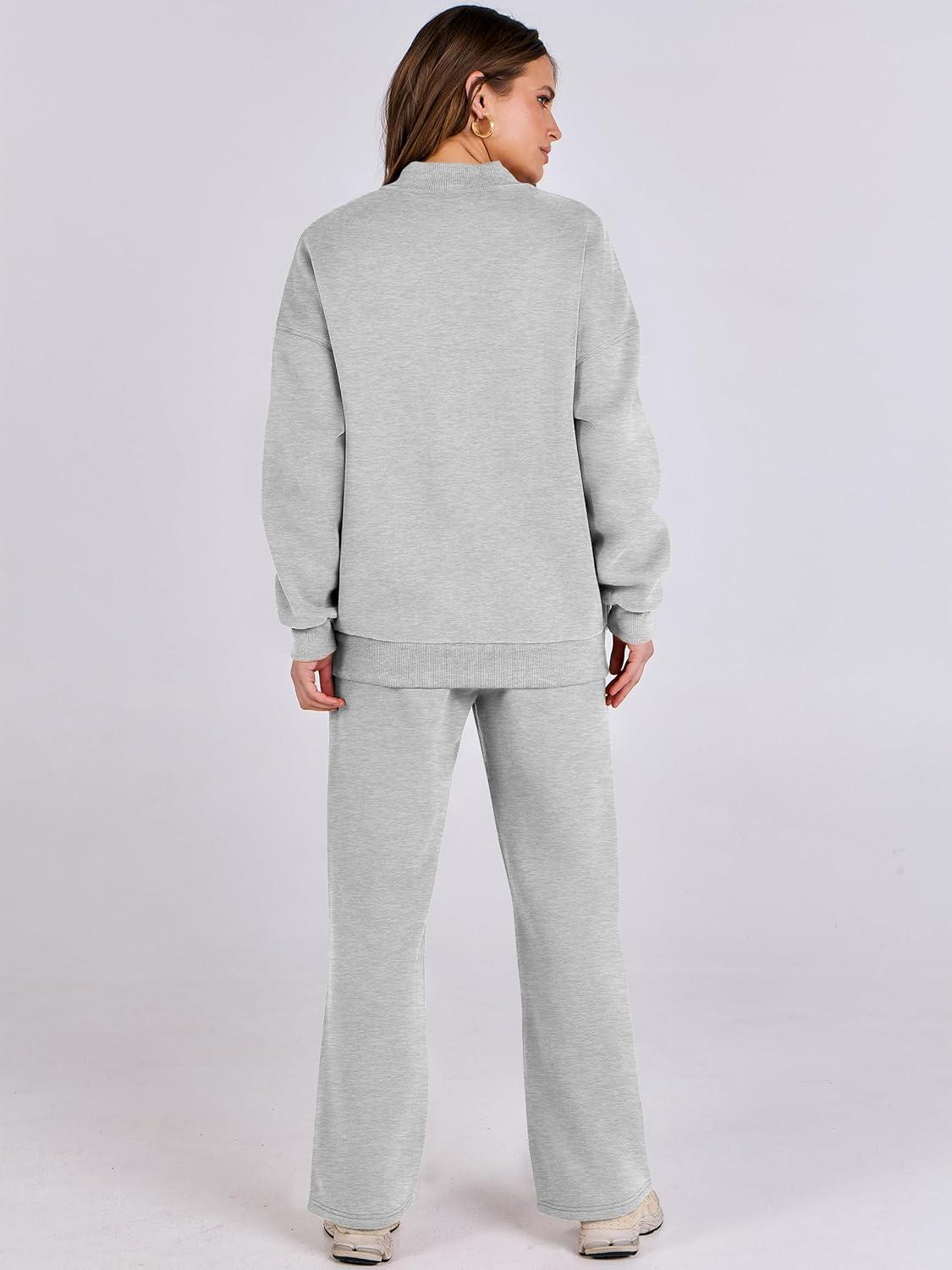 imageANRABESS Women 2 Piece Outfits Lounge Set Oversized Zip Up Sweatshirt Jacket Sweatpant Matching Sweat Sets Winter SweatsuitsGrey