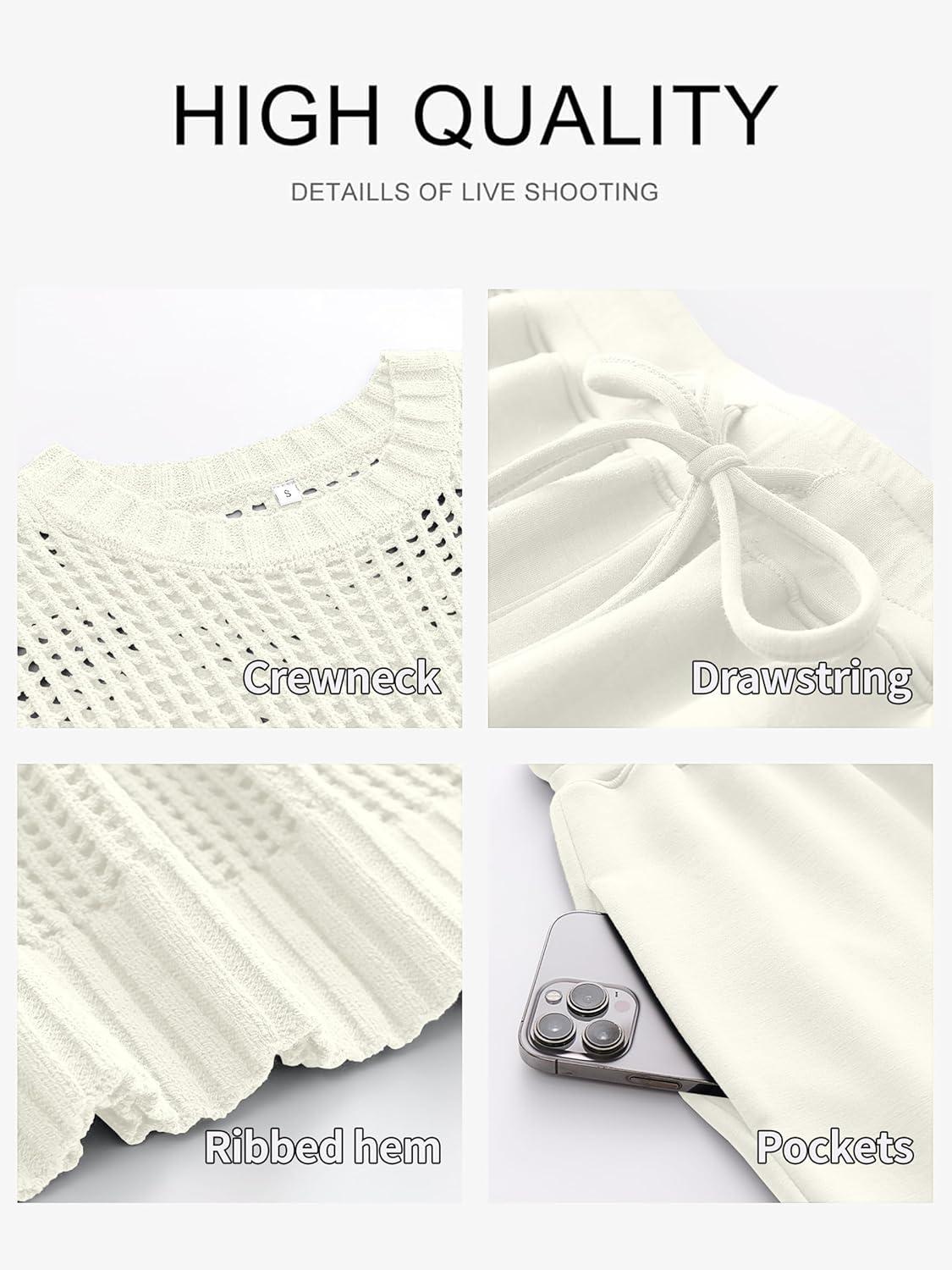 imageANRABESS Women 2 Piece Summer Outfits 2025 Crochet Sweater Vest Wide Leg Pants Lounge Matching Sets Travel Vacation ClothesCreamy White