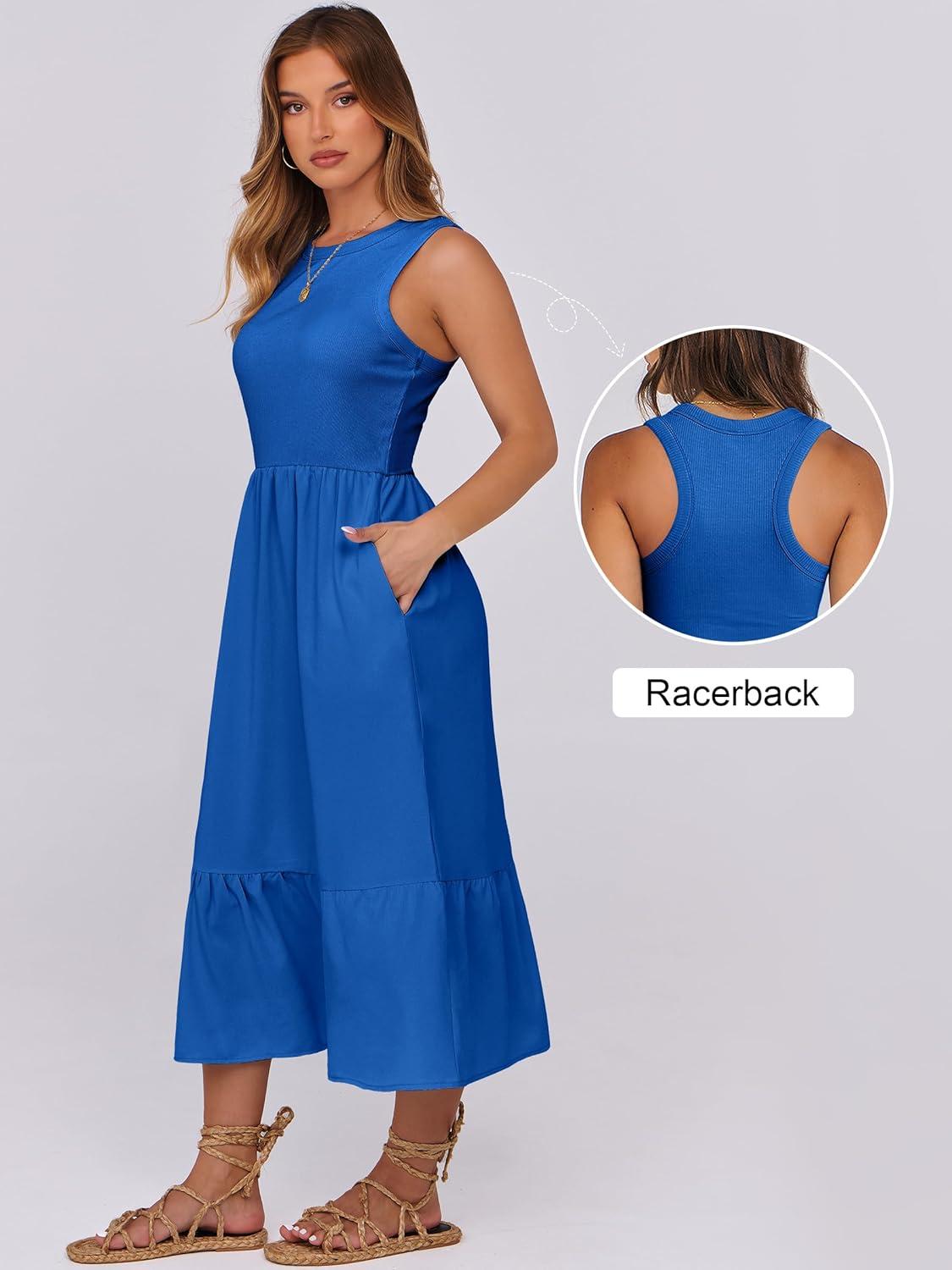 imageANRABESS Women Midi Dresses 2025 Summer Casual Sleeveless Sundress High Neck Tank Top Racerback Flowy Beach Dress  PocketsRoyal Blue