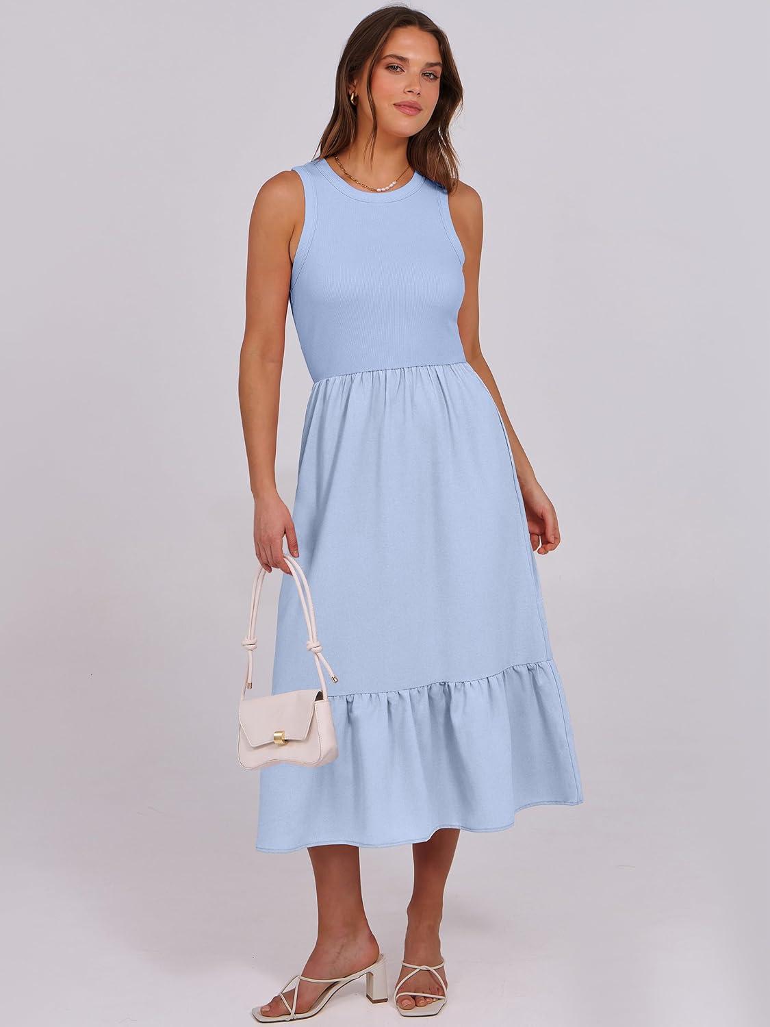 imageANRABESS Women Midi Dresses 2025 Summer Casual Sleeveless Sundress High Neck Tank Top Racerback Flowy Beach Dress  PocketsSky Blue