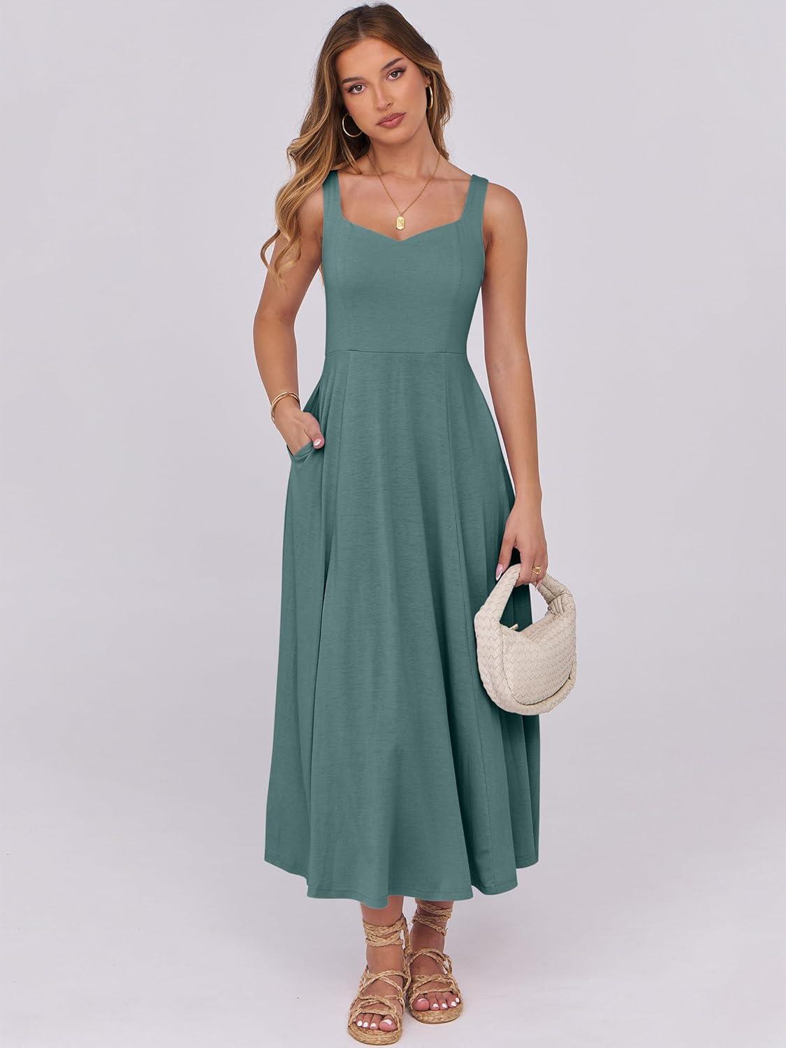 imageANRABESS Women Summer Casual Dress Sleeveless Smocked Back Tank Midi Dresses 2025 Beach Vacation Sundress with PocketsGrass