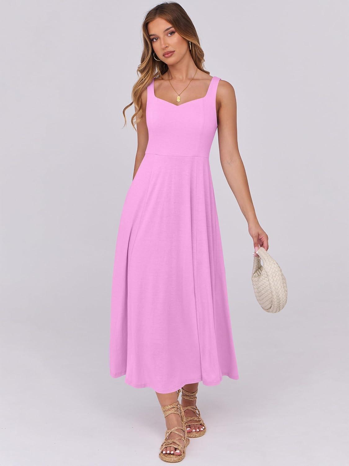 imageANRABESS Women Summer Casual Dress Sleeveless Smocked Back Tank Midi Dresses 2025 Beach Vacation Sundress with PocketsPink