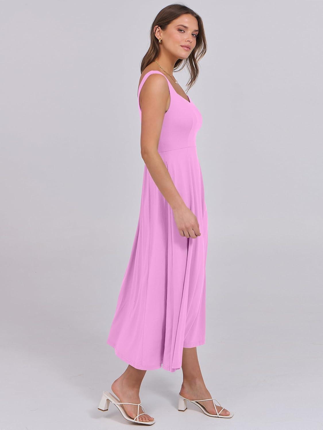 imageANRABESS Women Summer Casual Dress Sleeveless Smocked Back Tank Midi Dresses 2025 Beach Vacation Sundress with PocketsPink