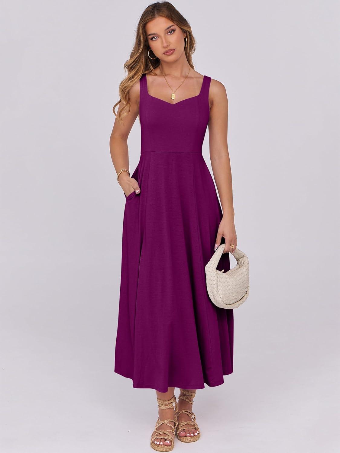 imageANRABESS Women Summer Casual Dress Sleeveless Smocked Back Tank Midi Dresses 2025 Beach Vacation Sundress with PocketsPurple